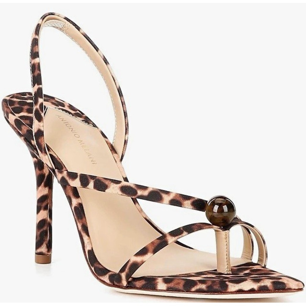 Antonio Melani Animal Print Strappy Pointed Toe Stiletto Heels 7M Leather New